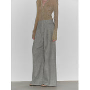 "Light and Shadow Walking" Retro Fashionable Dirty Printed Reverse-Fold Mid-Low-Waist Double-pleat Straight-leg Wide-Leg Casual Pants