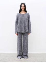 Purple Women's Sweater 2 Piece Outfit Cashmere jumper Comfortable Loose-Fit Crewneck Top Wide Leg Pants Fall Lounge Set Trendy Cozy Clothes "Half-Ripe Winter"-7