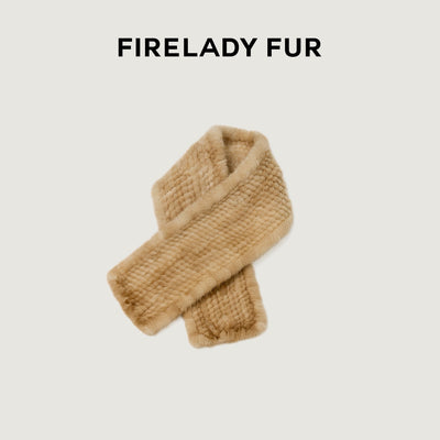 Firelady Fur Mink Fur Scarf with Woven Design Copenhagen Purple Label Elegant High-Quality