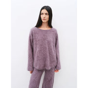 Purple Women's Sweater 2 Piece Outfit Cashmere jumper Comfortable Loose-Fit Crewneck Top Wide Leg Pants Fall Lounge Set Trendy Cozy Clothes "Half-Ripe Winter"-2