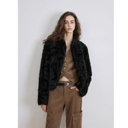 Fireladyfur Women's Casual Tuscan Sheepskin Jacket with Stand-up Collar“Sea of Love Accompaniment”