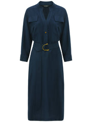 Classic Belted Navy Shirt Dress - Starlit Wardrobe Dresses