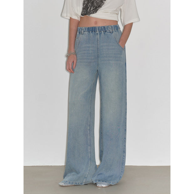 "Dream Street" Cool Lyocell Denim Drape Relaxed Elastic Waist Straight Leg Wide Leg Pants Summer - Starlit Wardrobe pants