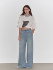 "Dream Street" Cool Lyocell Denim Drape Relaxed Elastic Waist Straight Leg Wide Leg Pants Summer - Starlit Wardrobe pants