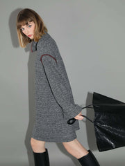 Elegant High - Neck Grey Knitted Dress – Women’s Winter Knit Dress - Starlit Wardrobe Dresses