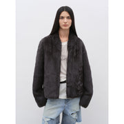 Fireladyfur Women's Casual Drop Shoulder Stand Collar Sheepskin Coat"Practical Wearism" - Starlit Wardrobe Sheepskin