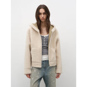Fireladyfur Women's Hooded Merino Sheepskin Jacket“Bad boy” - Starlit Wardrobe Sheepskin