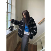 Fireladyfur Women's Lamb Wool Striped Jacket“Snowy New Year” - Starlit Wardrobe fur coat