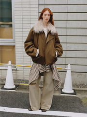 Fireladyfur Women's Warm Short Down Jacket with Raccoon Fur“Cutting - edge Style” - Starlit Wardrobe Parka