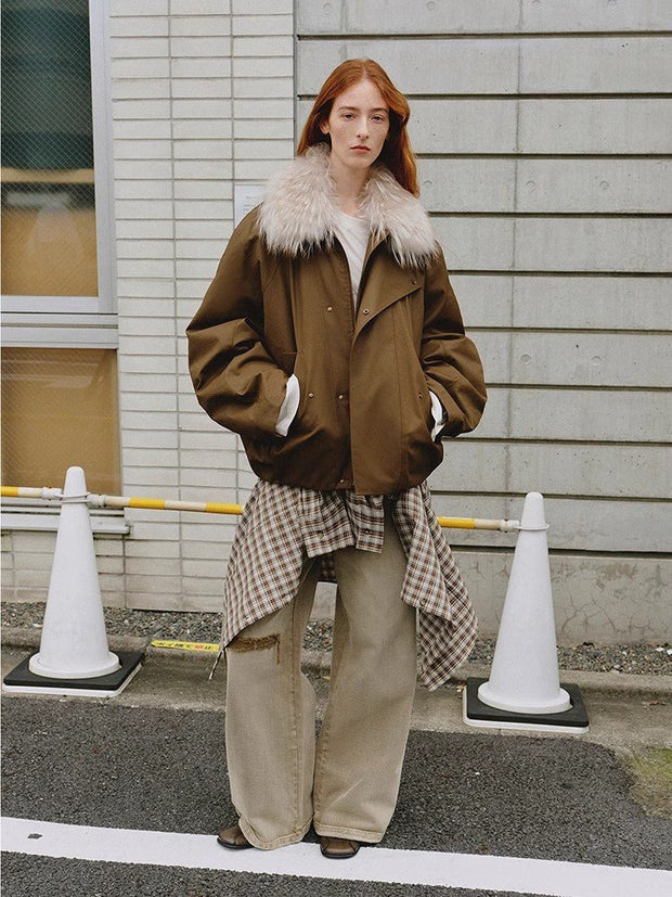 Fireladyfur Women's Warm Short Down Jacket with Raccoon Fur“Cutting - edge Style” - Starlit Wardrobe Parka