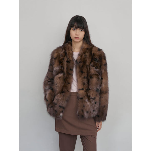 Leopard Resurgence Special limited edition natural color fox hair spotted fur coat - Starlit Wardrobe fox fur