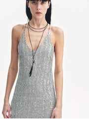Linen Sequin Embroidery Summer Dress – Women’s Linen V - Neck Maxi - Starlit Wardrobe Dresses