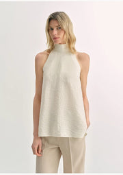 Luxury Mulberry Silk Sleeveless High Collar A - Line Top for Women - Starlit Wardrobe Vest