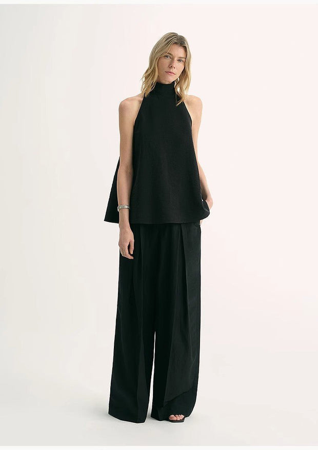 Luxury Mulberry Silk Sleeveless High Collar A - Line Top for Women - Starlit Wardrobe Vest