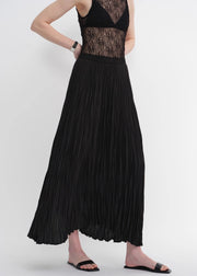 Mulberry silk custom pleated irregular hem skirt for women - Starlit Wardrobe skirts