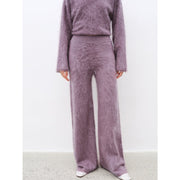 Purple Women's Sweater 2 Piece Outfit Cashmere jumper Comfortable Loose - Fit Crewneck Top Wide Leg Pants Fall Lounge Set Trendy Cozy Clothes "Half - Ripe Winter" - Starlit Wardrobe Outfit