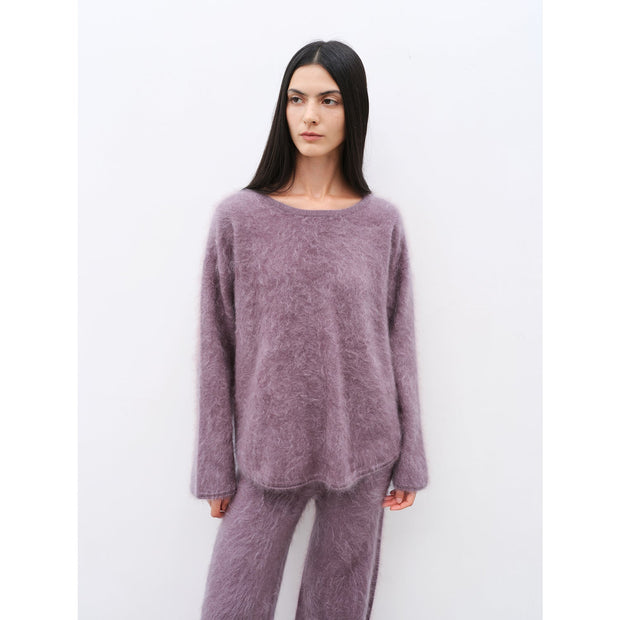 Purple Women's Sweater 2 Piece Outfit Cashmere jumper Comfortable Loose - Fit Crewneck Top Wide Leg Pants Fall Lounge Set Trendy Cozy Clothes "Half - Ripe Winter" - Starlit Wardrobe Outfit
