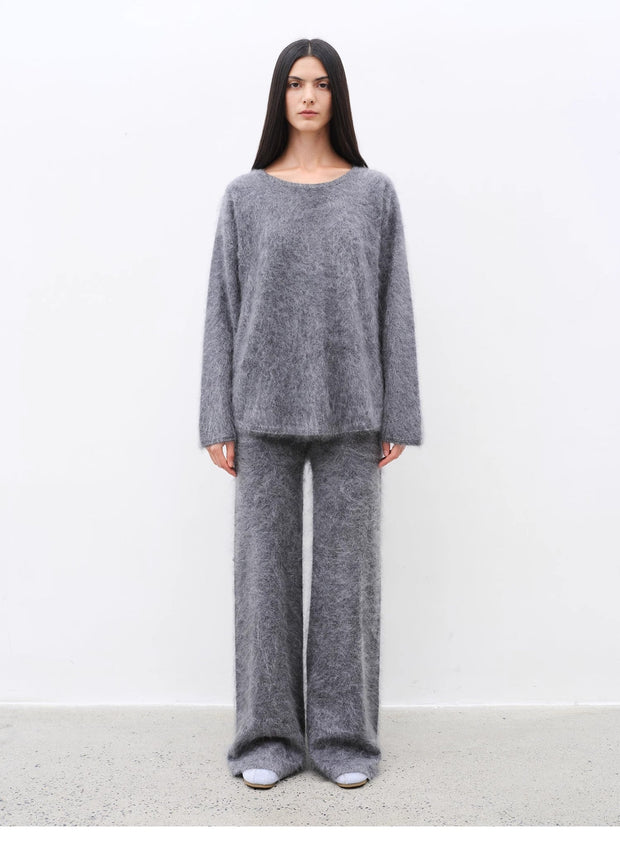 Purple Women's Sweater 2 Piece Outfit Cashmere jumper Comfortable Loose - Fit Crewneck Top Wide Leg Pants Fall Lounge Set Trendy Cozy Clothes "Half - Ripe Winter" - Starlit Wardrobe Outfit