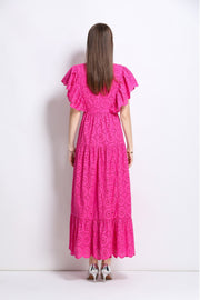 Samantha Lace Cut Out Ruffle Sleeve Maxi Dress - Starlit Wardrobe Dresses