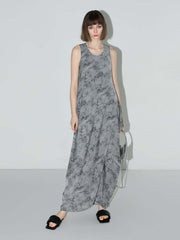 Serene Zen Tie - Dye Print Tank Dress – Artistic Women’s Summer Dress - Starlit Wardrobe Dresses