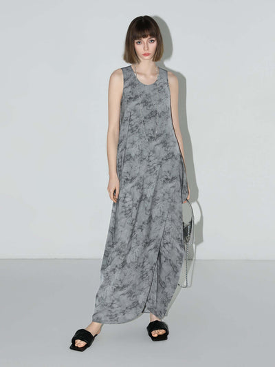 Serene Zen Tie - Dye Print Tank Dress – Artistic Women’s Summer Dress - Starlit Wardrobe Dresses