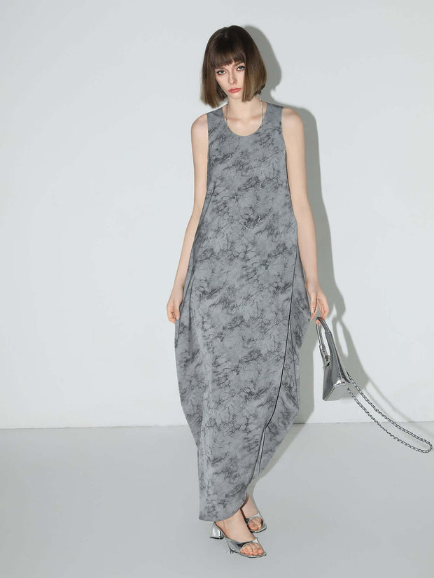 Serene Zen Tie - Dye Print Tank Dress – Artistic Women’s Summer Dress - Starlit Wardrobe Dresses