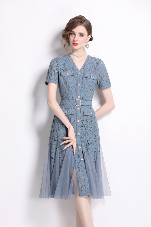 Slim Fit Long Sleeve Buckle Waist Mermaid Dress – Elegant Women’s Midi - Starlit Wardrobe Dresses