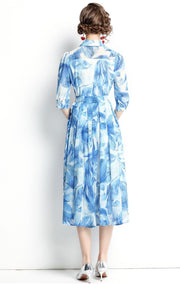 Spring Blue Floral Shirt Dress - Starlit Wardrobe Dresses
