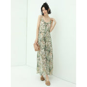 Strappy Floral Green Chiffon Maxi Dress - Starlit Wardrobe Dresses